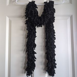 Black ruffle chenille skinny scarf